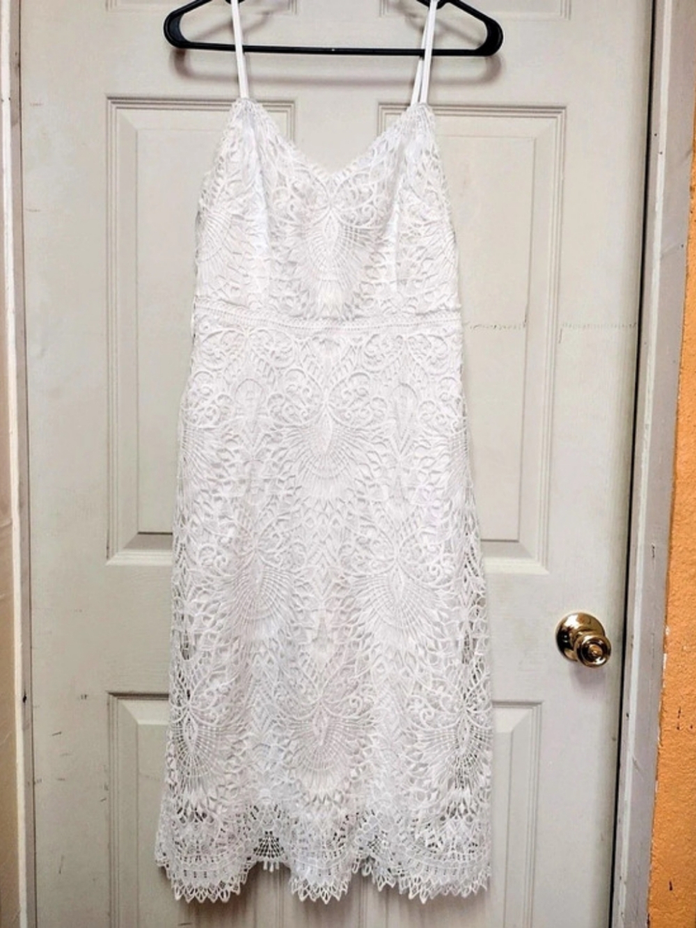 GUESS Clarise Lace Sleeveless Midi Dress White Small